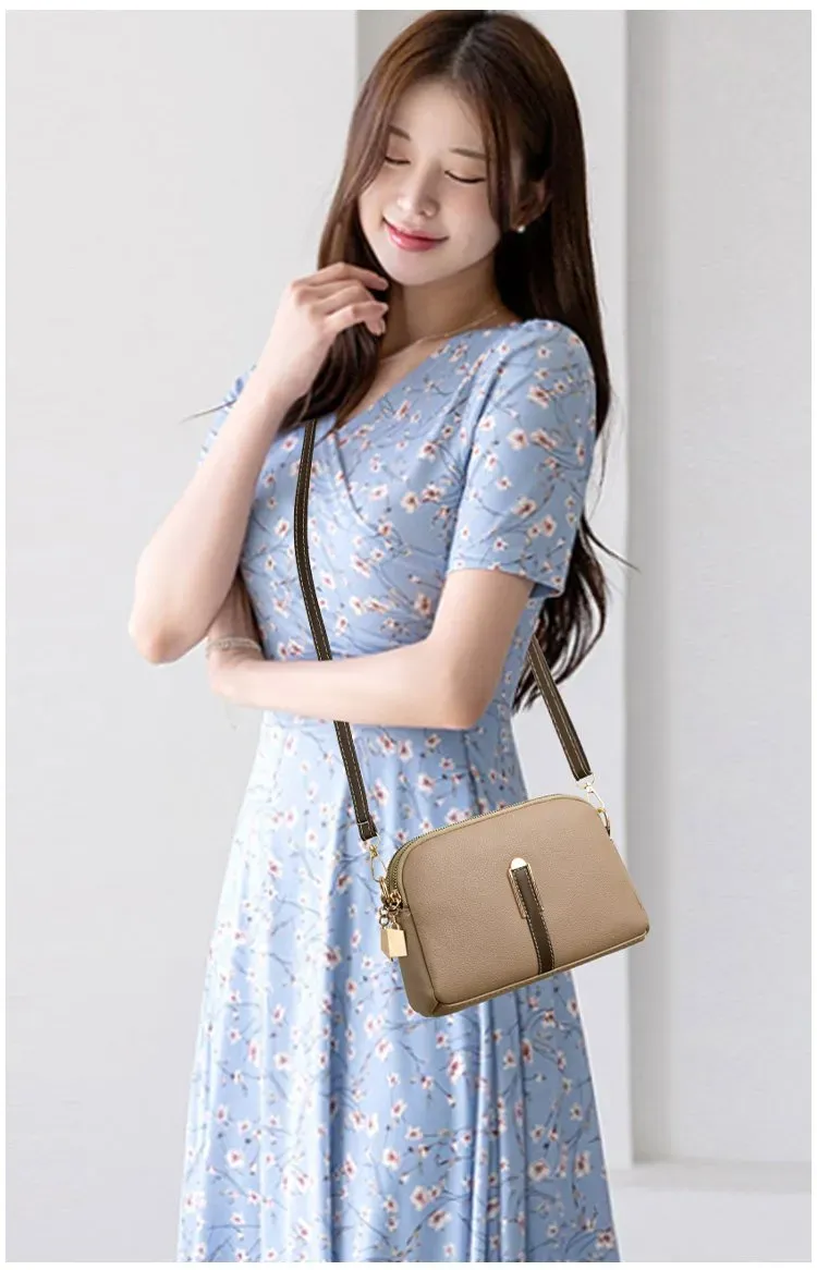 Tas Selempang Wanita Polos Bentuk Kotak Tali Lebar Resleting Grosir Import