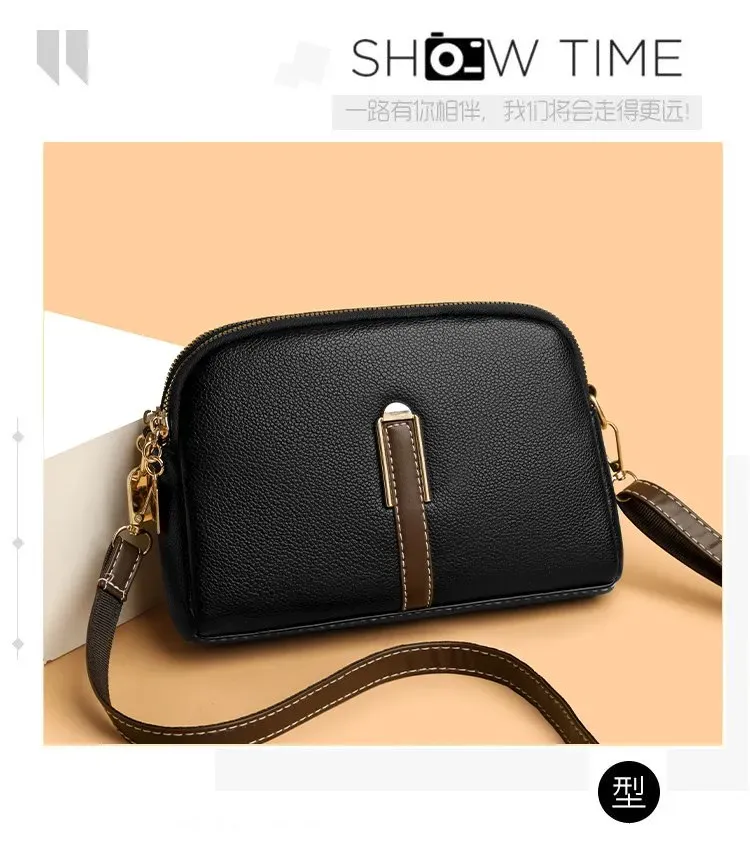 Tas Selempang Wanita Polos Bentuk Kotak Tali Lebar Resleting Grosir Import