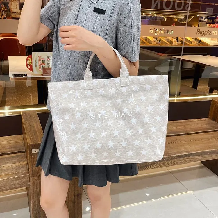 Tas Tote Wanita Bahan PU Sintetis Motif Print Warna Hitam Bentuk Kotak Tali Grosir Import