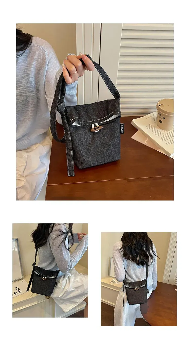 Tas Selempang Wanita Bahan PU Sintetis Polos Warna Biru Bentuk Kotak Tali Stok Grosir