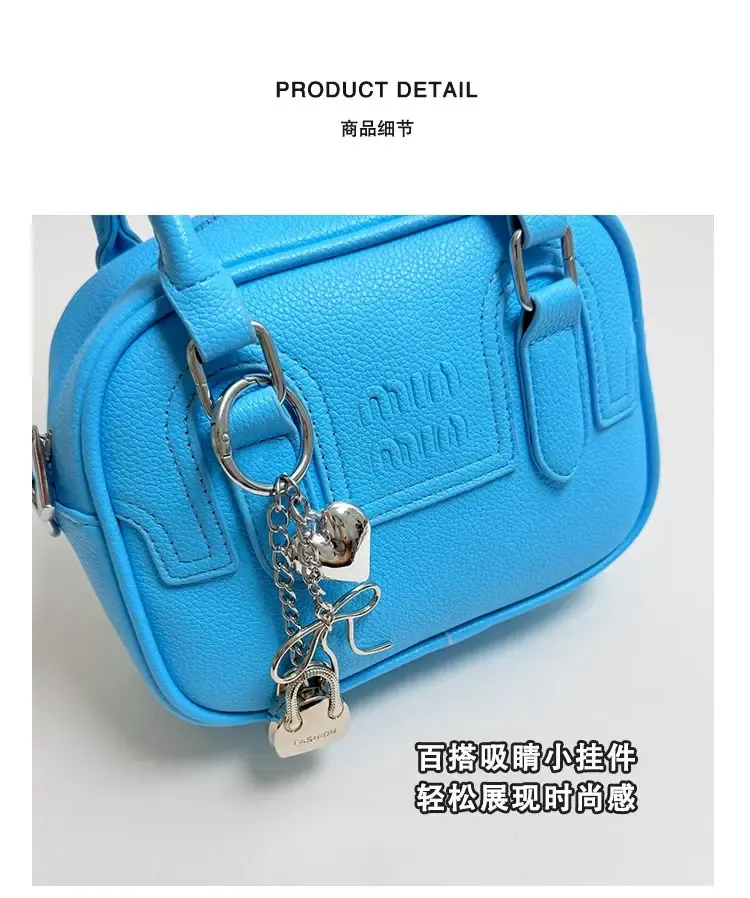 Tas Selempang Wanita Bahan PU Sintetis Polos Warna Biru Bentuk Kotak Tali Resleting Grosir