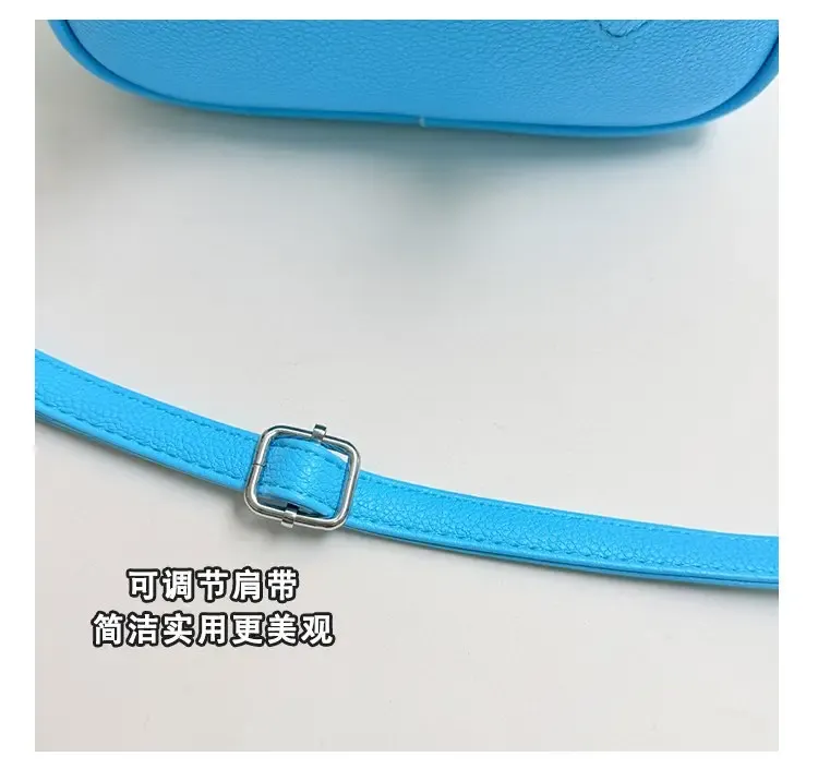 Tas Selempang Wanita Bahan PU Sintetis Polos Warna Biru Bentuk Kotak Tali Resleting Grosir