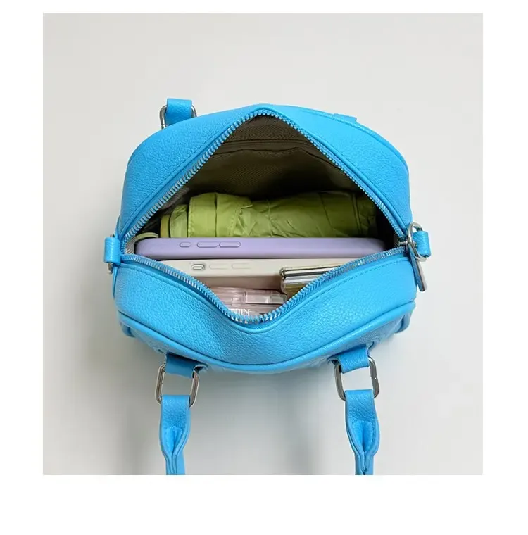 Tas Selempang Wanita Bahan PU Sintetis Polos Warna Biru Bentuk Kotak Tali Resleting Grosir