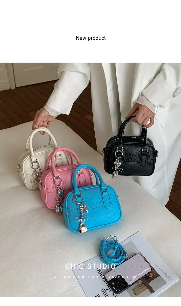 Tas Selempang Wanita Bahan PU Sintetis Polos Warna Biru Bentuk Kotak Tali Resleting Grosir