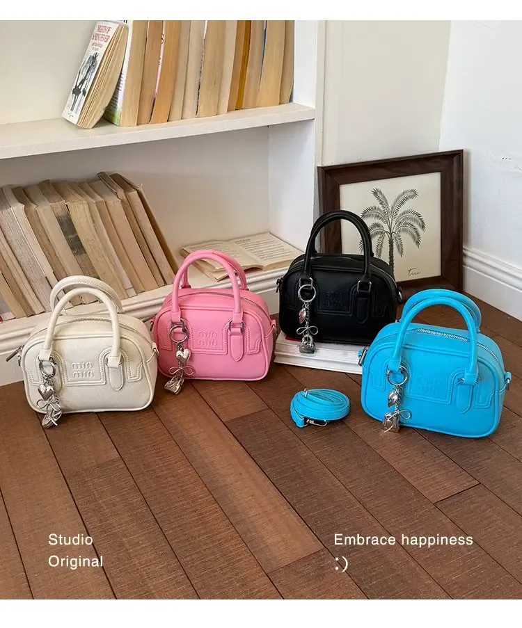 Tas Selempang Wanita Bahan PU Sintetis Polos Warna Biru Bentuk Kotak Tali Resleting Grosir