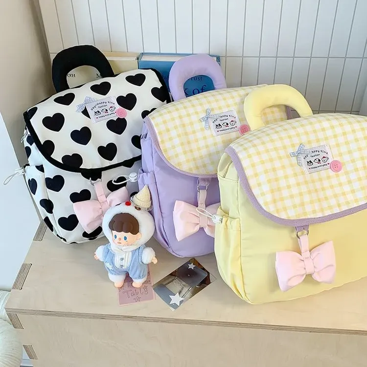 Tas Selempang Wanita Bahan Nylon Motif Polkadot Warna Hitam Bentuk Kotak Tali Grosir Import