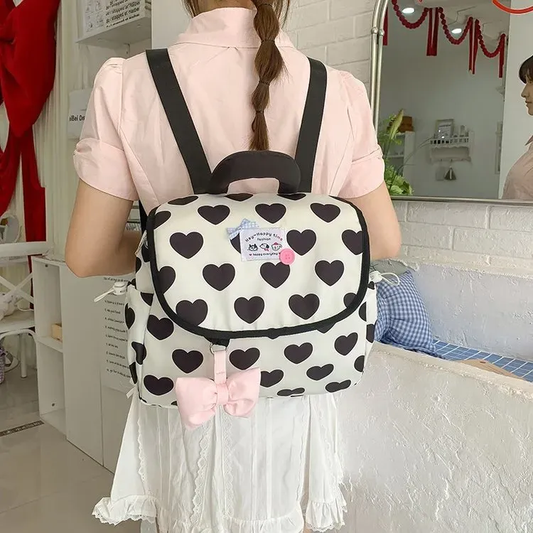 Tas Selempang Wanita Bahan Nylon Motif Polkadot Warna Hitam Bentuk Kotak Tali Grosir Import