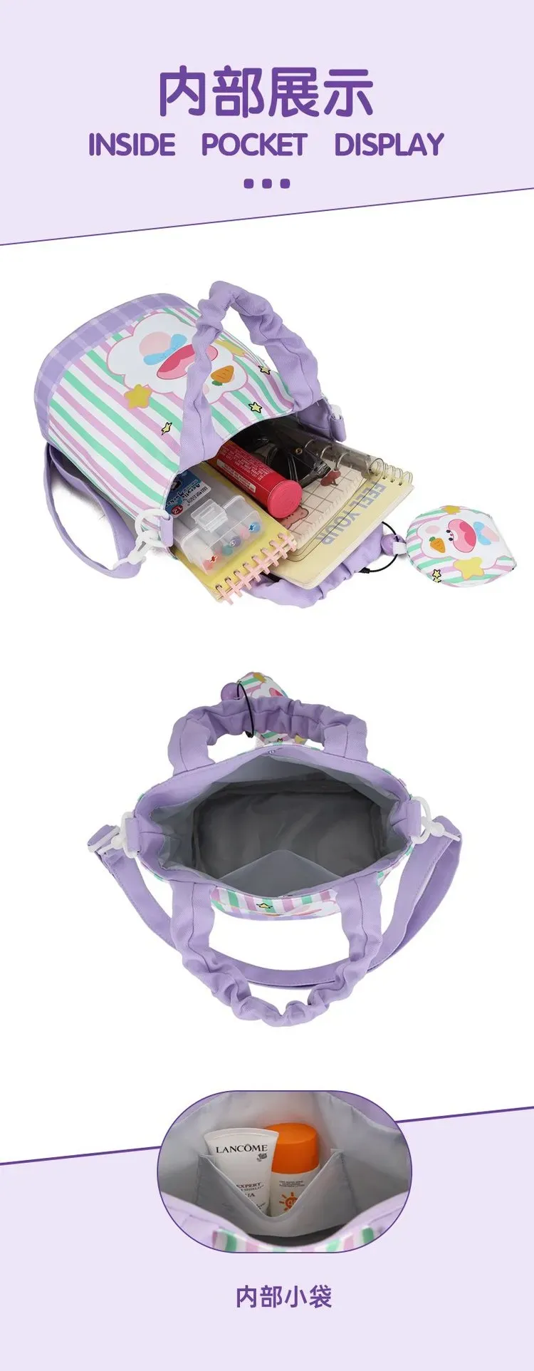 Tas Bucket Wanita Bahan PU Sintetis Motif Print Warna Putih Bentuk Bucket Tali Grosir Import