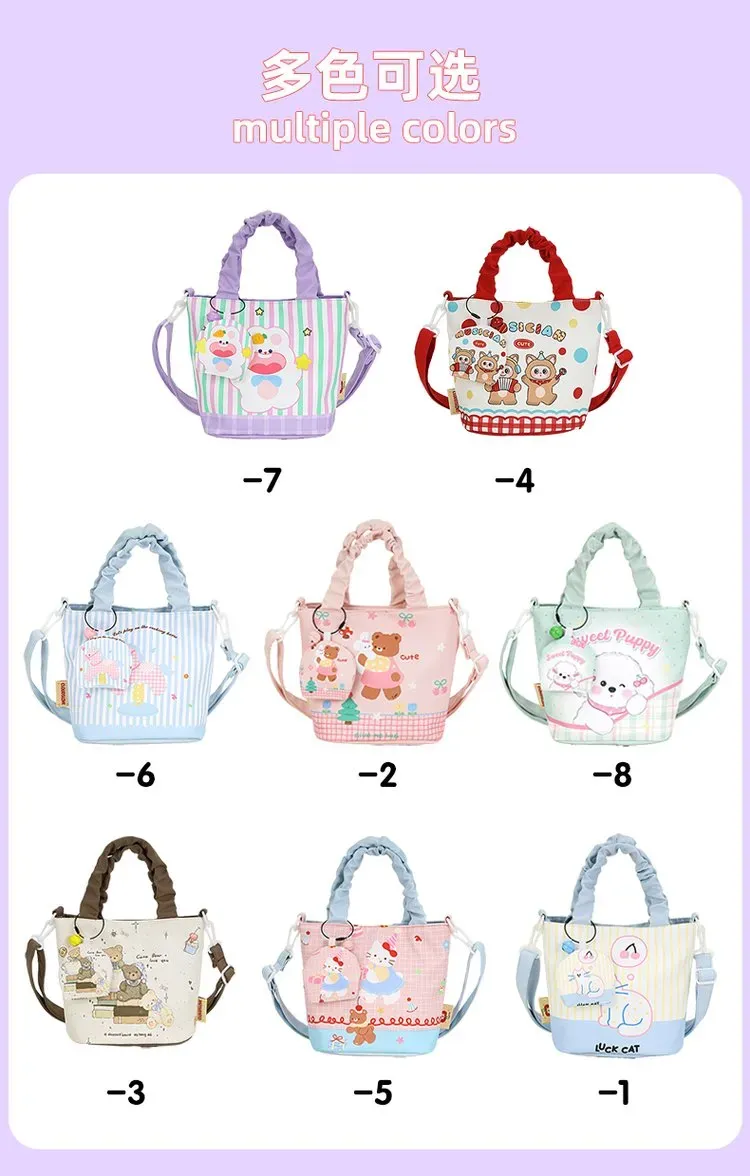Tas Bucket Wanita Bahan PU Sintetis Motif Print Warna Putih Bentuk Bucket Tali Grosir Import
