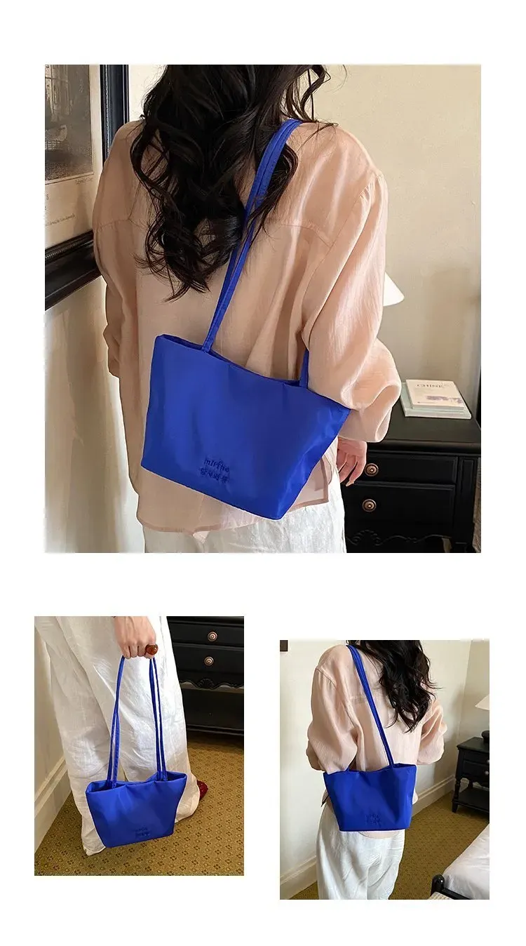 Tas Selempang Wanita Bahan Nylon Polos Warna Hitam Bentuk Kotak Tali Serut Casual Grosir Import