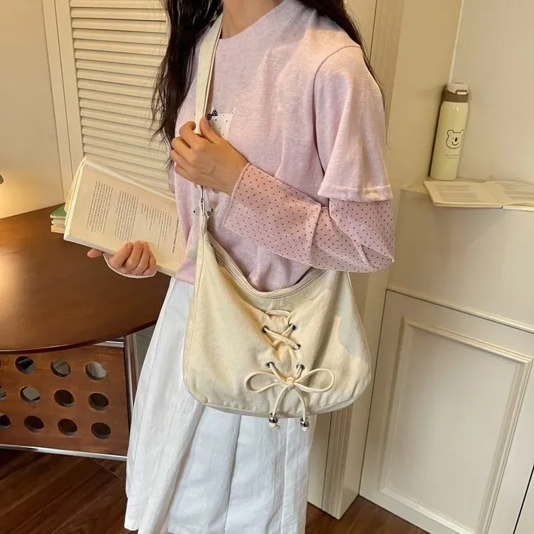 Tas Selempang Wanita Bahan PU Sintetis Polos Warna Merah Bentuk Crescent Tali Grosir Import