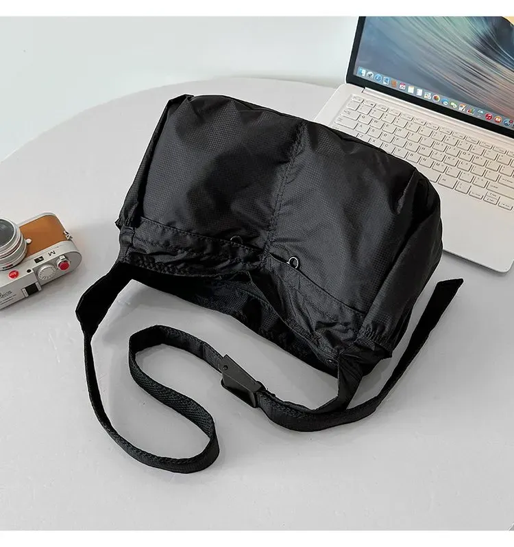 Tas Selempang Wanita Bahan PU Sintetis Polos Warna Hitam Model Hobo Tali Lebar untuk Reseller