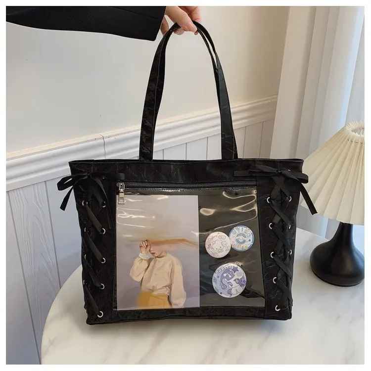 Tas Selempang Wanita Bahan PU Sintetis Motif Print Warna Putih Bentuk Kotak Tali Motif Floral