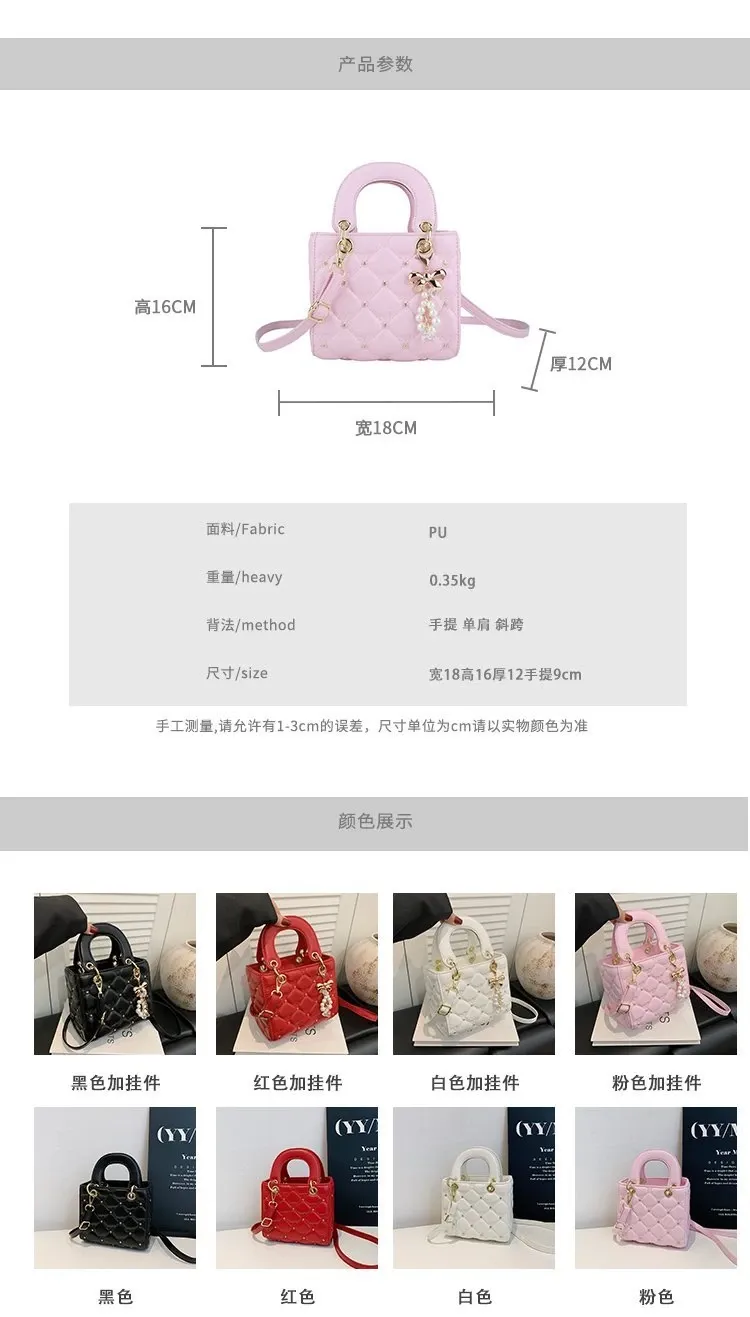 Tas Selempang Wanita Bahan PU Sintetis Model Quilted Warna Pink Bentuk Kotak Resleting Grosir
