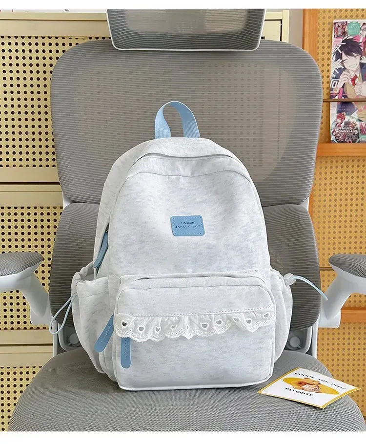 Tas Ransel Wanita Bahan Nylon Polos Warna Abu-Abu Bentuk Kotak Tali Lebar Katalog Grosir