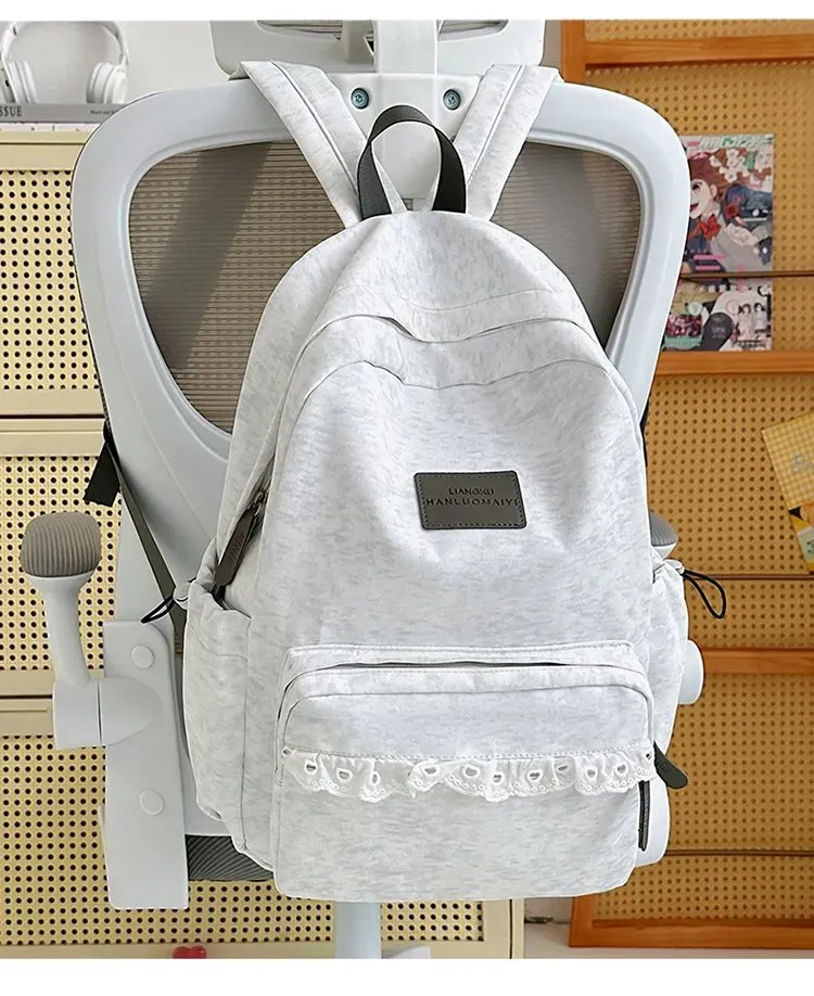 Tas Ransel Wanita Bahan Nylon Polos Warna Abu-Abu Bentuk Kotak Tali Lebar Katalog Grosir