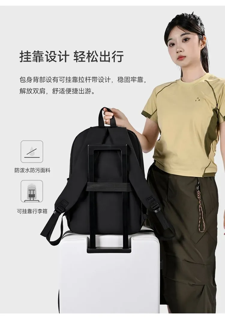 Tas Ransel Wanita Bahan Nylon Polos Warna Hitam Bentuk Kotak Tali Lebar untuk Travel Grosir