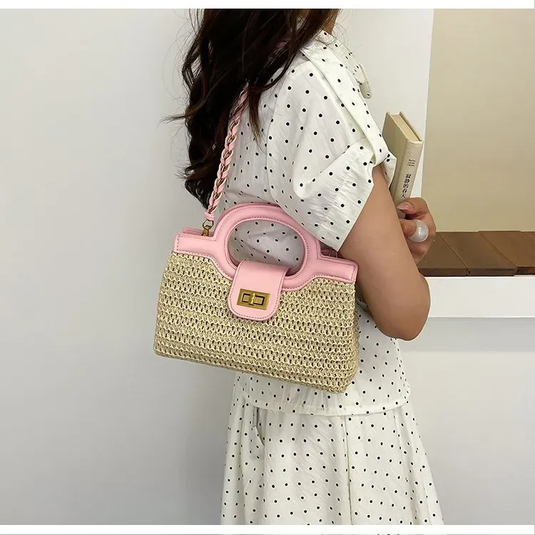 Tas Selempang Wanita Bahan PU Sintetis Polos Warna Putih Bentuk Kotak Tali untuk Jualan Online