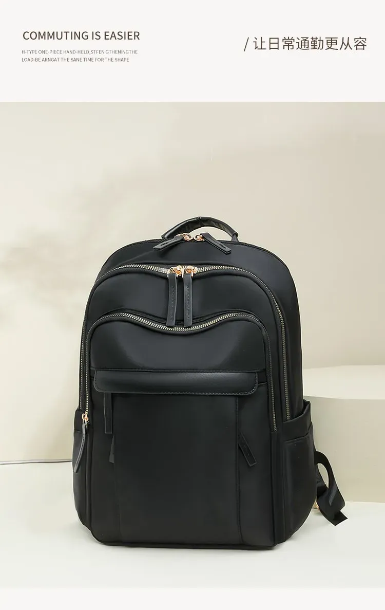 Tas Ransel Wanita Bahan Oxford Polos Warna Hitam Bentuk Kotak Tali Lebar Stok China