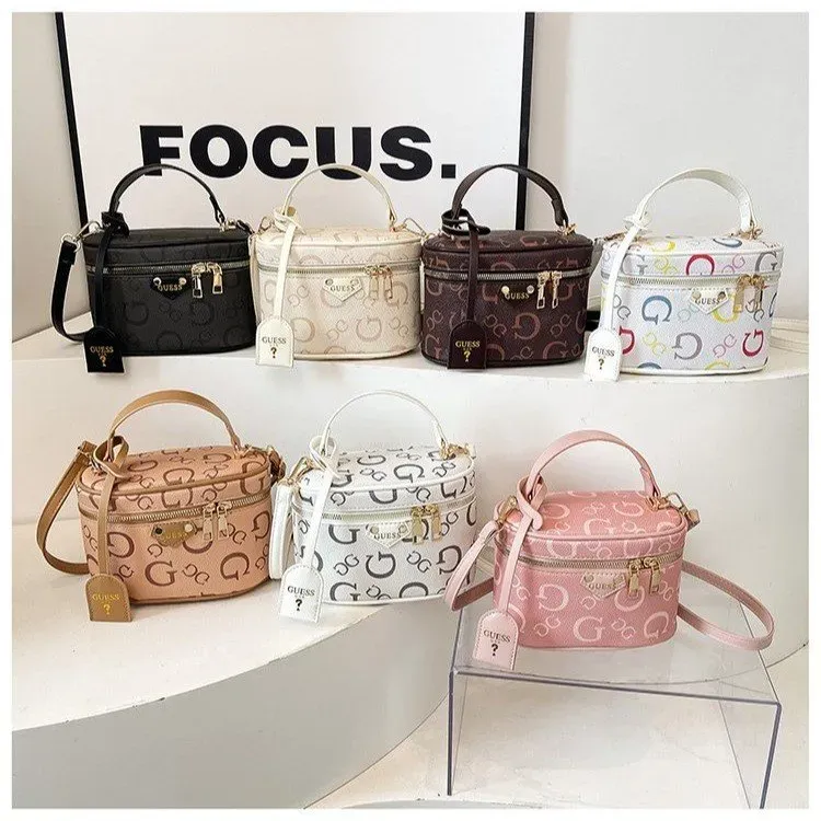 Tas Selempang Wanita Bahan PU Sintetis Motif Garis Warna Biru Bentuk Kotak Tali Grosir Import