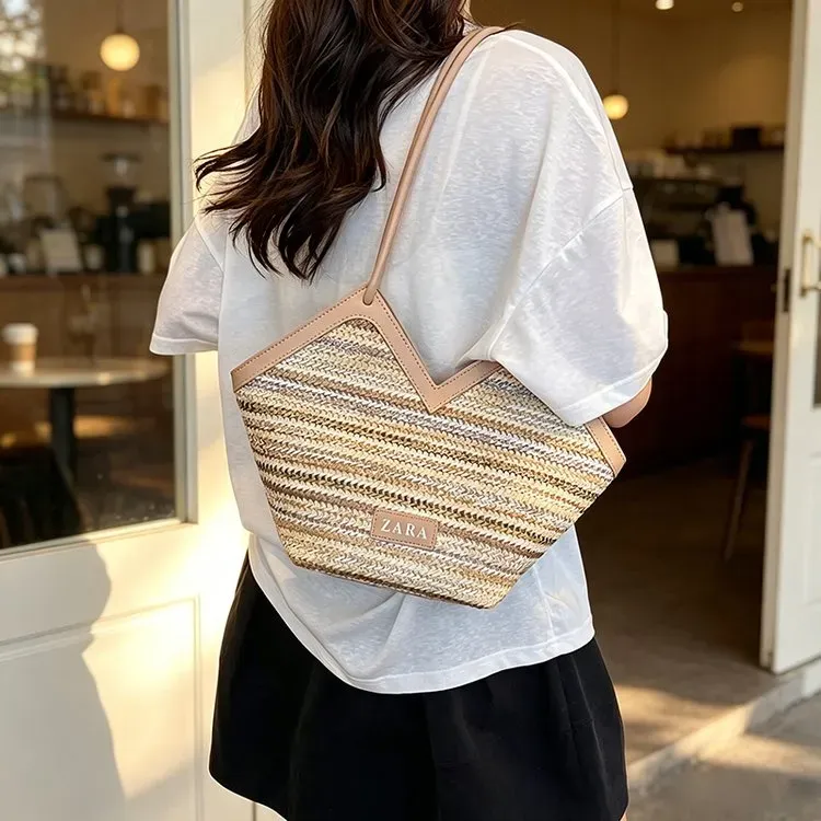 Tas Selempang Wanita Bahan PU Sintetis Motif Garis Warna Biru Bentuk Kotak Tali Grosir Import