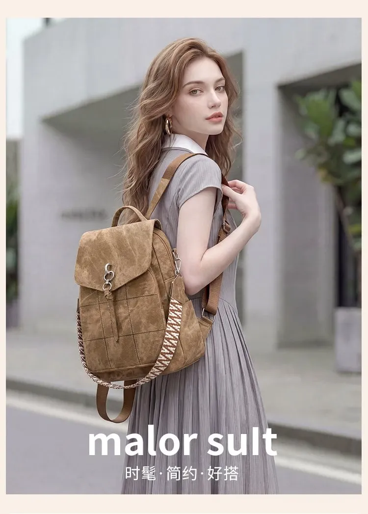 Tas Ransel Wanita Bahan PU Sintetis Polos Warna Hitam Bentuk Kotak Tali Lebar Pilihan Reseller