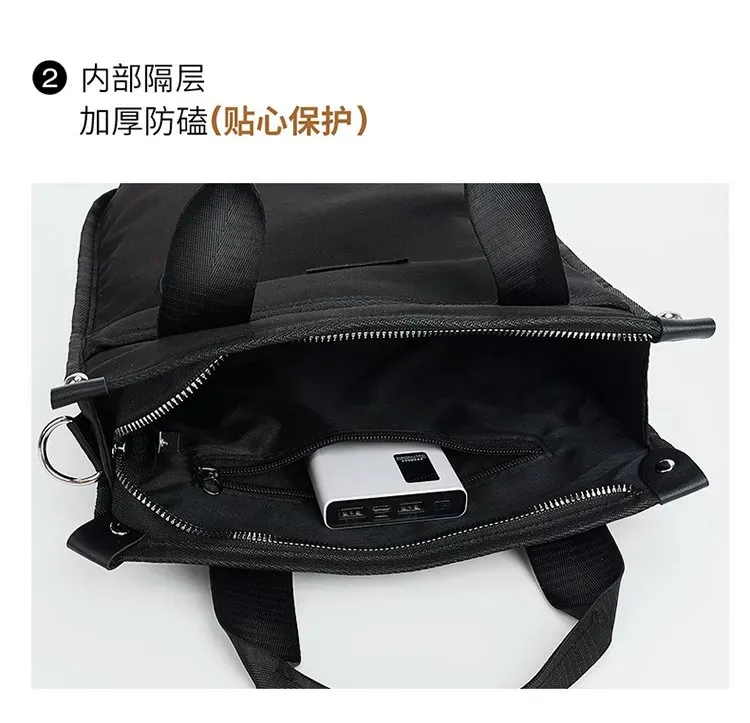 Tas Selempang Pria Bahan Nylon Polos Warna Hitam Bentuk Kotak Tali Panjang untuk Reseller