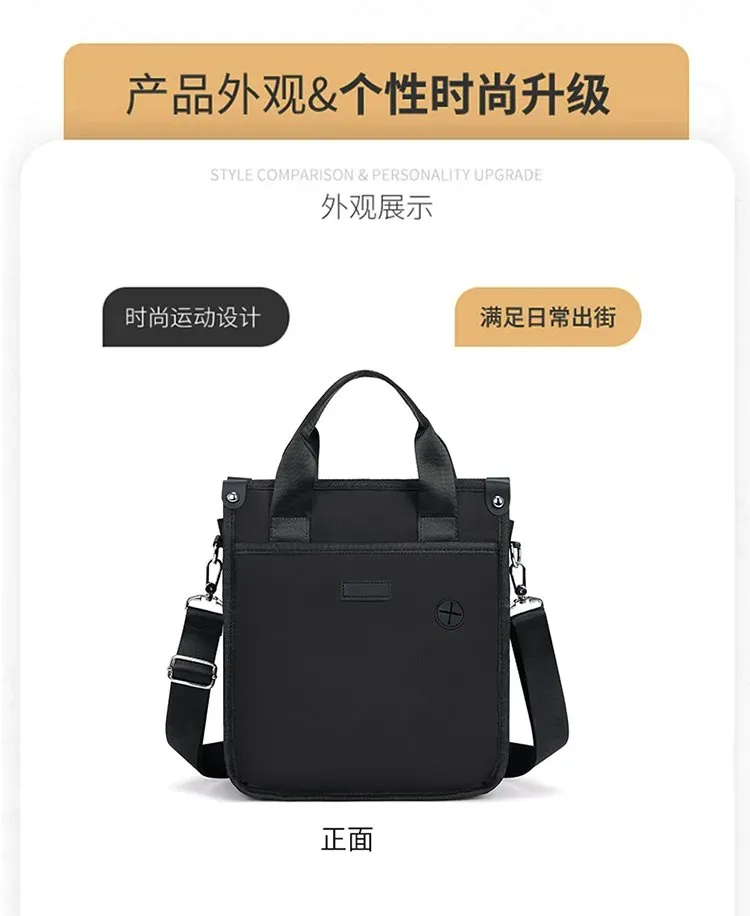 Tas Selempang Pria Bahan Nylon Polos Warna Hitam Bentuk Kotak Tali Panjang untuk Reseller