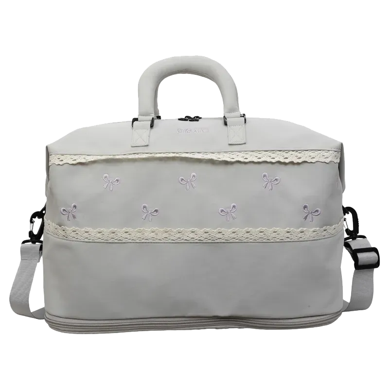 Tas Selempang Wanita Bahan Oxford Motif Bow Warna Abu-Abu Bentuk Kotak Tali Grosir Import