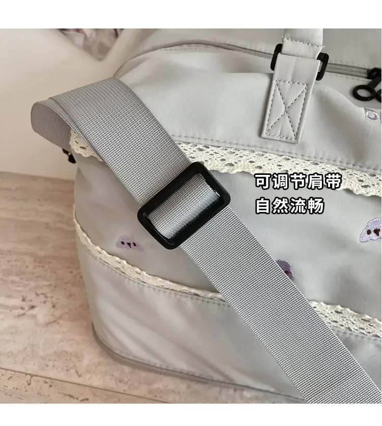 Tas Selempang Wanita Bahan Oxford Motif Bow Warna Abu-Abu Bentuk Kotak Tali Grosir Import