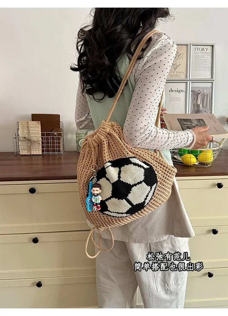 Tas Ransel Wanita Bahan PU Sintetis Motif Print Warna Putih Bentuk Bulat Tali Grosir Import