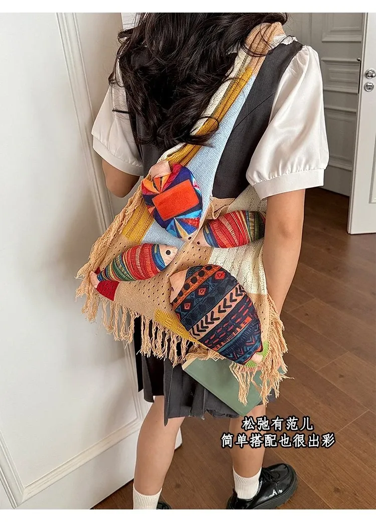 Tas Selempang Wanita Bahan PU Sintetis Motif Print Warna Putih Bentuk Kotak Tali Koleksi