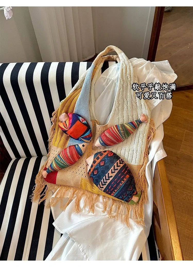 Tas Selempang Wanita Bahan PU Sintetis Motif Print Warna Putih Bentuk Kotak Tali Koleksi