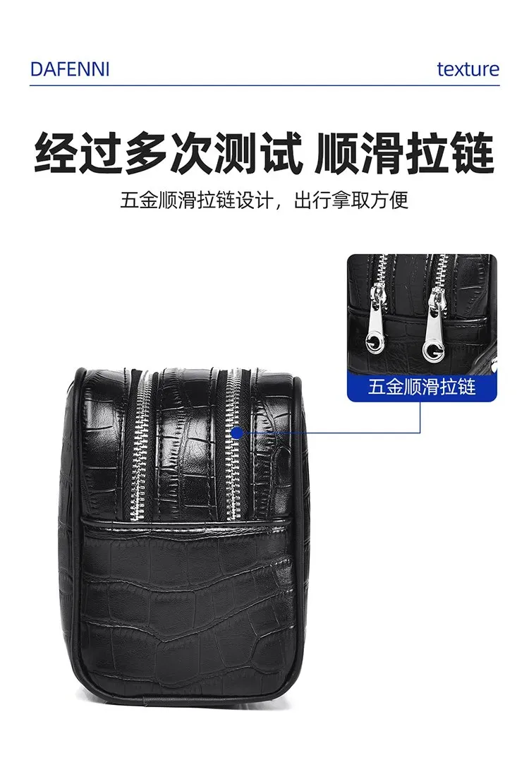 Tas Selempang Pria Bahan PU Sintetis Motif Kadal Warna Hitam Bentuk Kotak Tali Grosir Import
