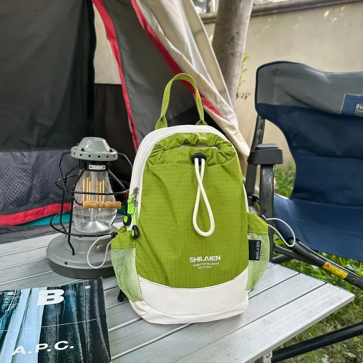 Tas Ransel Wanita Bahan Nylon Polos Warna Hitam Bentuk Kotak Tali Lebar Koleksi Reseller