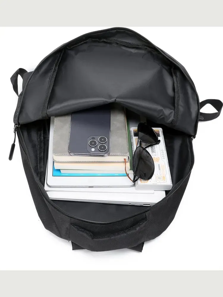 Tas Ransel Wanita Bahan Nylon Polos Warna Putih Bentuk Kotak Tali Lebar Resleting Bahan PU