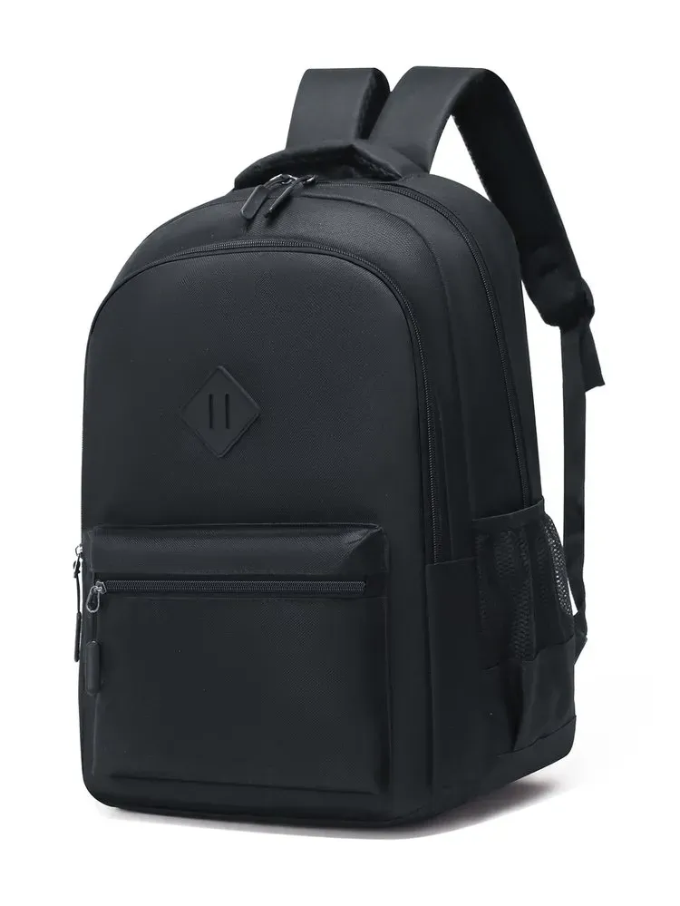 Tas Ransel Wanita Bahan Nylon Polos Warna Putih Bentuk Kotak Tali Lebar Resleting Bahan PU