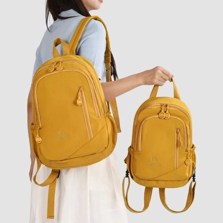 Tas Ransel Wanita Bahan Nylon Polos Bentuk Kotak Tali Lebar Kapasitas Besar Mini Grosir Import