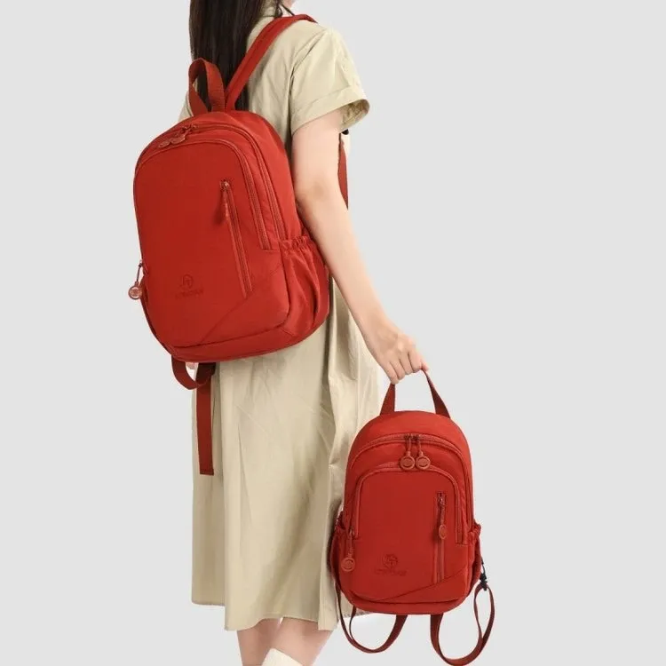 Tas Ransel Wanita Bahan Nylon Polos Bentuk Kotak Tali Lebar Kapasitas Besar Mini Grosir Import