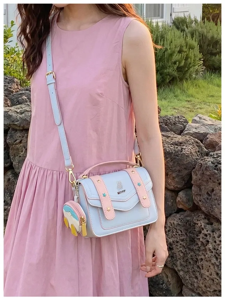 Tas Selempang Wanita Bahan PU Sintetis Polos Warna Pink Bentuk Kotak Tali Stok China