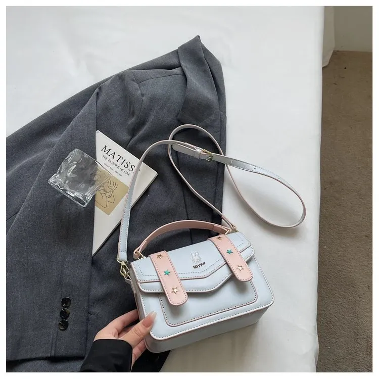 Tas Selempang Wanita Bahan PU Sintetis Polos Warna Pink Bentuk Kotak Tali Stok China