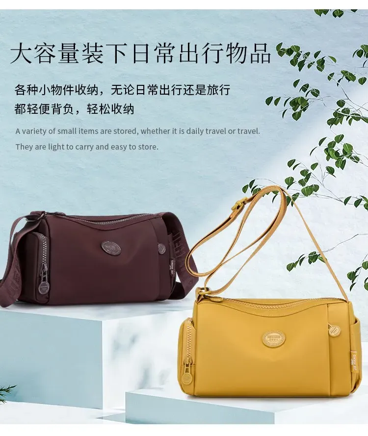 Tas Selempang Wanita Bahan Nylon Polos Warna Hitam Bentuk Kotak Tali Panjang Stok Grosir