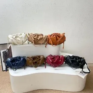 Tas Selempang Wanita Bahan PU Sintetis Polos Warna Putih Bentuk Bulat Tali Grosir Import