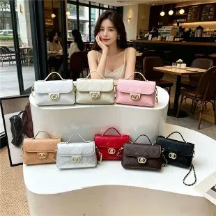 Tas Selempang Wanita Bahan PU Sintetis Polos Warna Putih Bentuk Kotak Tali Harga Grosir