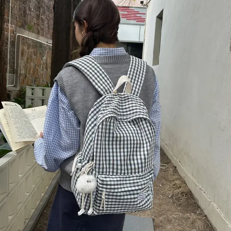 Tas Ransel Wanita Bahan PU Sintetis Motif Polkadot Warna Hitam Bentuk Kotak Tali