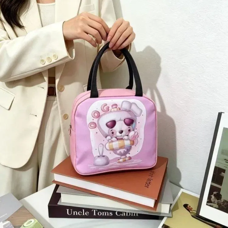 Tas Bahu Wanita Bahan Nylon Motif Print Warna Putih Bentuk Kotak Tali Lebar Grosir Import
