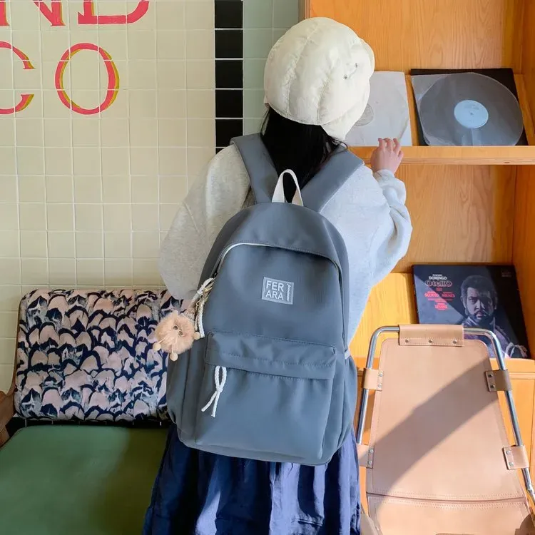 Tas Ransel Wanita Bahan Nylon Polos Warna Hijau Bentuk Kotak Tali Panjang Grosir Import