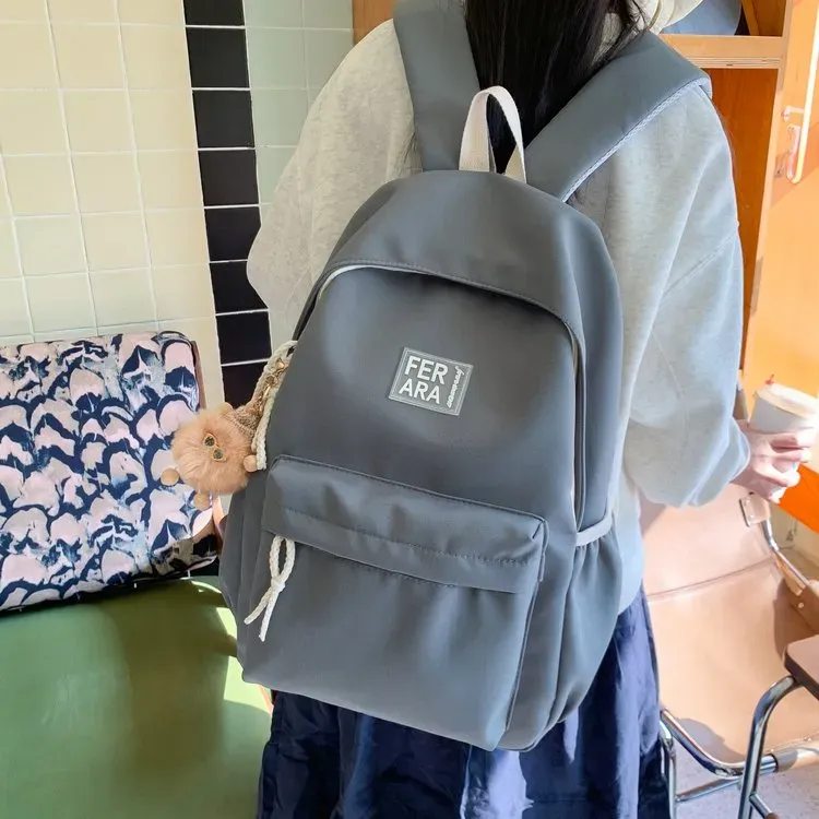 Tas Ransel Wanita Bahan Nylon Polos Warna Hijau Bentuk Kotak Tali Panjang Grosir Import