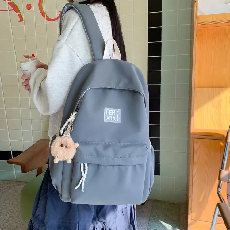 Tas Ransel Wanita Bahan Nylon Polos Warna Hijau Bentuk Kotak Tali Panjang Grosir Import