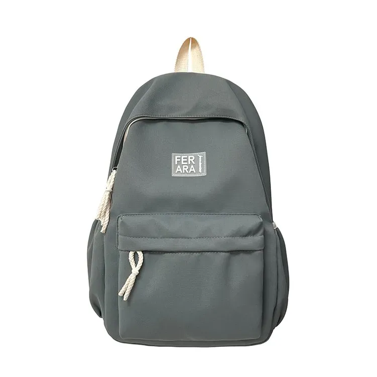 Tas Ransel Wanita Bahan Nylon Polos Warna Hijau Bentuk Kotak Tali Panjang Grosir Import
